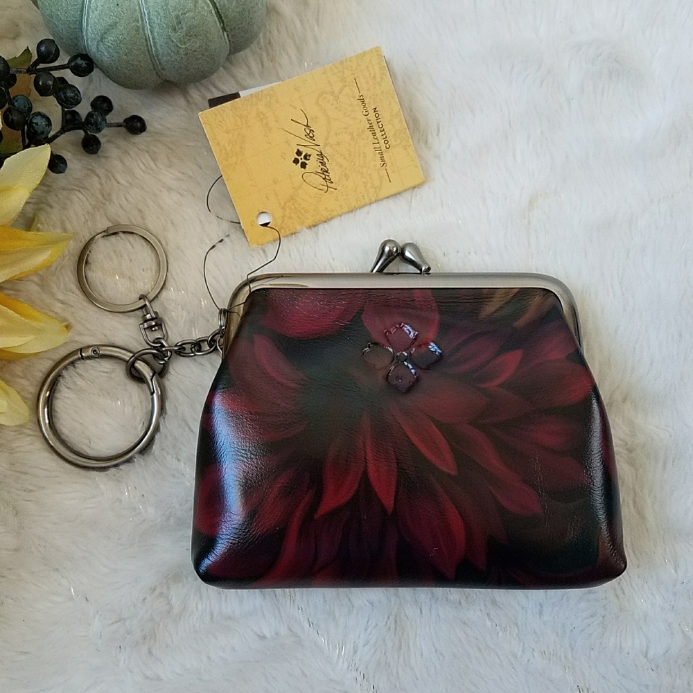 Patricia Nash Large Borse Rustic Mums Leather Coin Purse